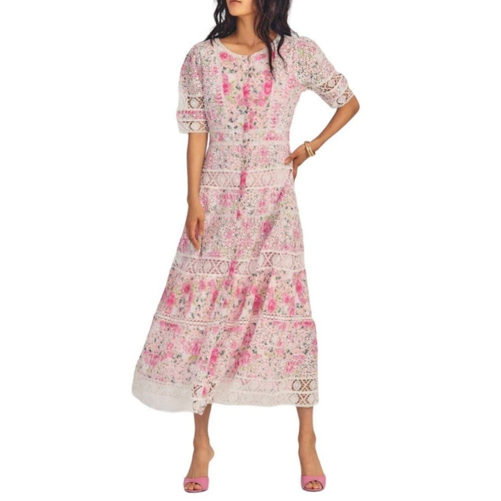 Love Shack Fancy Carmie Victorian Maxi Dress Floral Lace Size 6